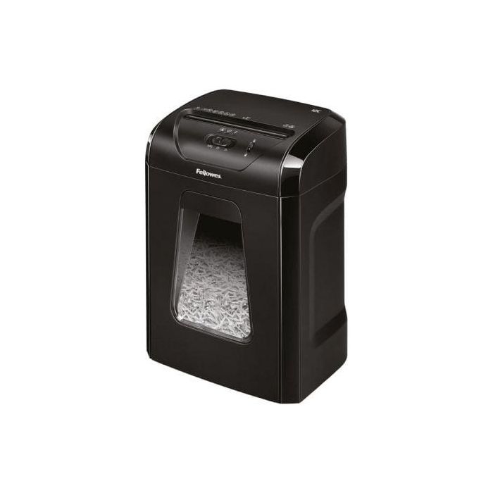Fellowes 12C Destructora de Papel Corte Partículas 4x40mm P-4 para 12 Hojas, Papelera 19L, Grapas y Tarjetas, Hogar/Oficina Negra
