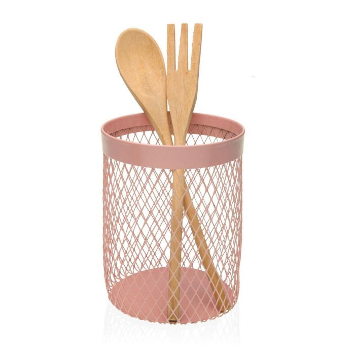 Bote para Utensilios de Cocina Versa Metal Acero 11,5 x 15,5 x 11,5 cm Rosa 1 Bote para Utensilios de Cocina Versa Metal Acero 11,5 x 15,5 x 11,5 cm Rosa 1