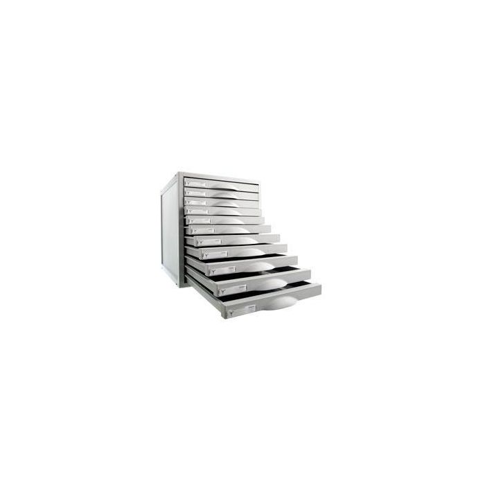 Archivo 2000 8211c Fichero de sobremesa 11 cajones, 356x316x362mm, Poliestireno Reciclado 100% Gris