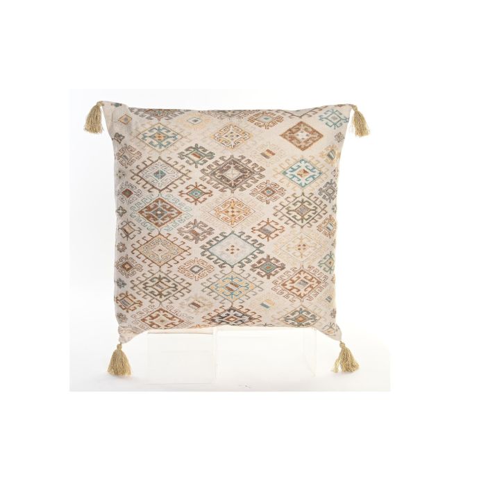 DKD Home Decor Cojín Decorativo de Poliéster Beige 60x60 cm con Rombos, Colección Sanki, Acabado Desgastado, Grosor 20 cm y Cremallera DKD Home Decor Cojín Decorativo de Poliéster Beige 60x60 cm con Rombos, Colección Sanki, Acabado Desgastado, Grosor 20 cm y Cremallera