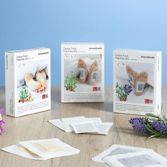 Parches Desintoxicantes para Pies Lavender InnovaGoods 10 Unidades 4 Parches Desintoxicantes para Pies Lavender InnovaGoods 10 Unidades 4