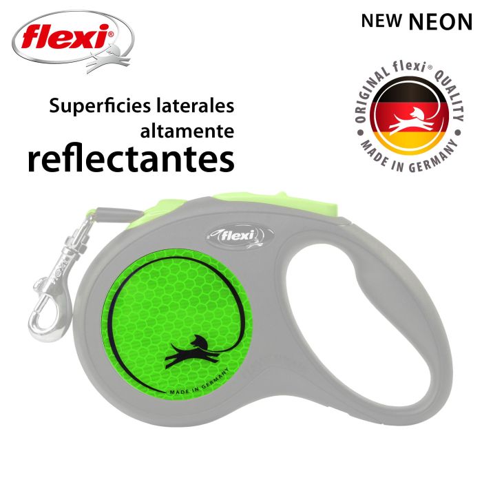 Flexi Correa New Neon S de Cinta 5M Verde Neón Reflectante para Perros: Alta Visibilidad en Todas las Condiciones 2 Flexi Correa New Neon S de Cinta 5M Verde Neón Reflectante para Perros: Alta Visibilidad en Todas las Condiciones 2