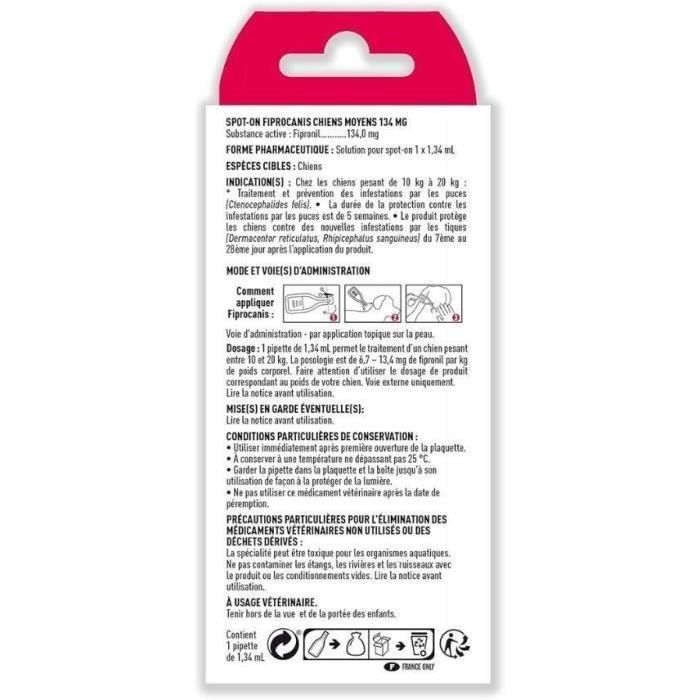 Vetocanis Pipeta Fipronil Spot-on para Perros Medianos 134mg - Tratamiento y Prevención Pulgas y Garrapatas 3 Vetocanis Pipeta Fipronil Spot-on para Perros Medianos 134mg - Tratamiento y Prevención Pulgas y Garrapatas 3