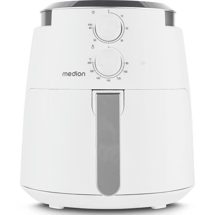 Medion MD13020 Freidora de Aire Caliente Airfryer 1500W Temporizador 60 min hasta 200°C 4.7L Blanco