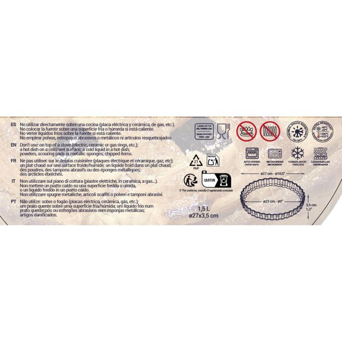 Quttin Molde Tarta de Vidrio Rizado 1.5L - Ø27x3.5 cm (6 Unidades) 4