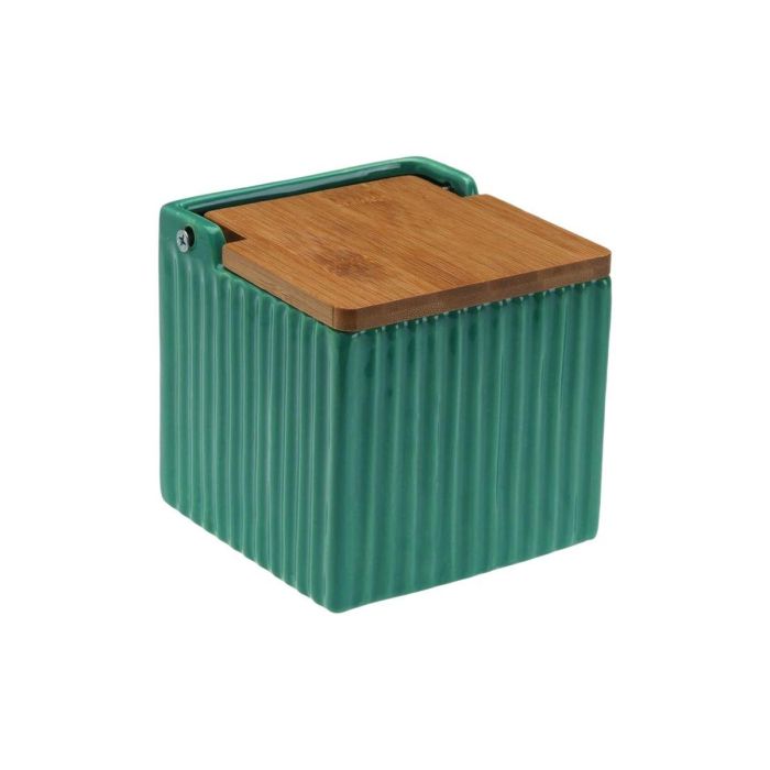 Salero Cuadrado Verde Rayas Versa 11 cm - Bambú, Dolomita (4 Unidades) 1 Salero Cuadrado Verde Rayas Versa 11 cm - Bambú, Dolomita (4 Unidades) 1
