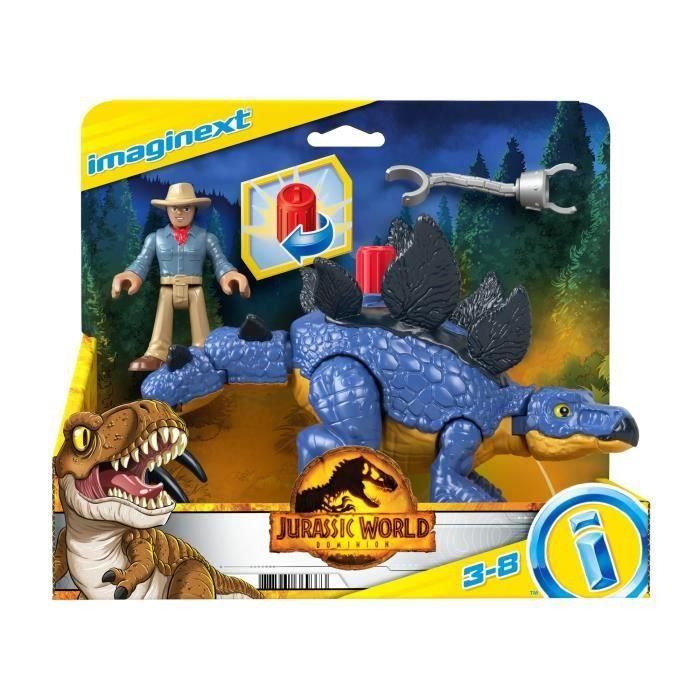 FISHER - PRICE IMAGINEXT - Jurassic World - Stegosaurus And Character - Figura de acción de 1.ª edad - 3 años y más 5