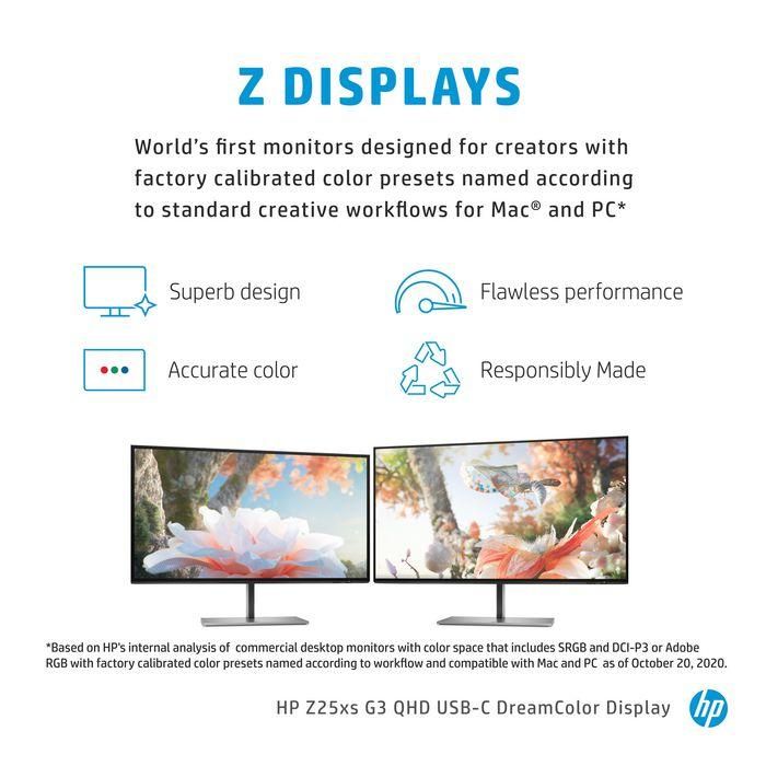 HP Z25xs G3 Monitor DreamColor QHD HDR USB-C para Diseño con Precisión de Color Calibrado de Fábrica, Miles de Millones de Colores y Contraste Realista 11