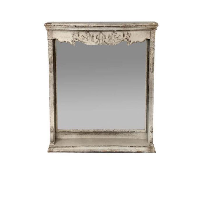 DKD Home Decor Espejo Vintage de Pared Blanco 125x76 cm (Ancho x Alto) con 12 cm de Fondo, Marco de Abeto y MDF