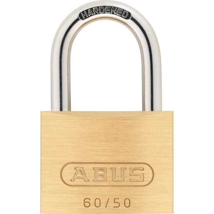Candado de latón macizo - ABUS - 60/50 - Arco de acero cementado - Doble cierre - 2 llaves Candado de latón macizo - ABUS - 60/50 - Arco de acero cementado - Doble cierre - 2 llaves