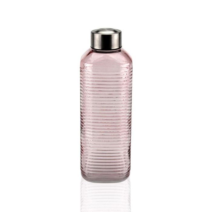Botella de Agua Versa Rosa Vidrio Aluminio 1 L 8,3 x 23,5 x 8,3 cm