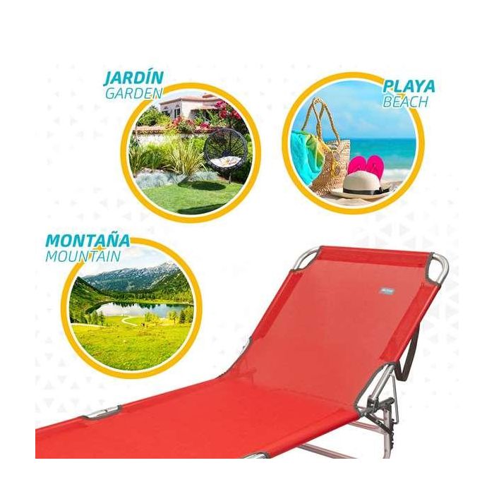 Tumbona plegable aluminio 3 posiciones modelo menorca textileno con asa 188x58x30/68cm 2 Tumbona plegable aluminio 3 posiciones modelo menorca textileno con asa 188x58x30/68cm 2