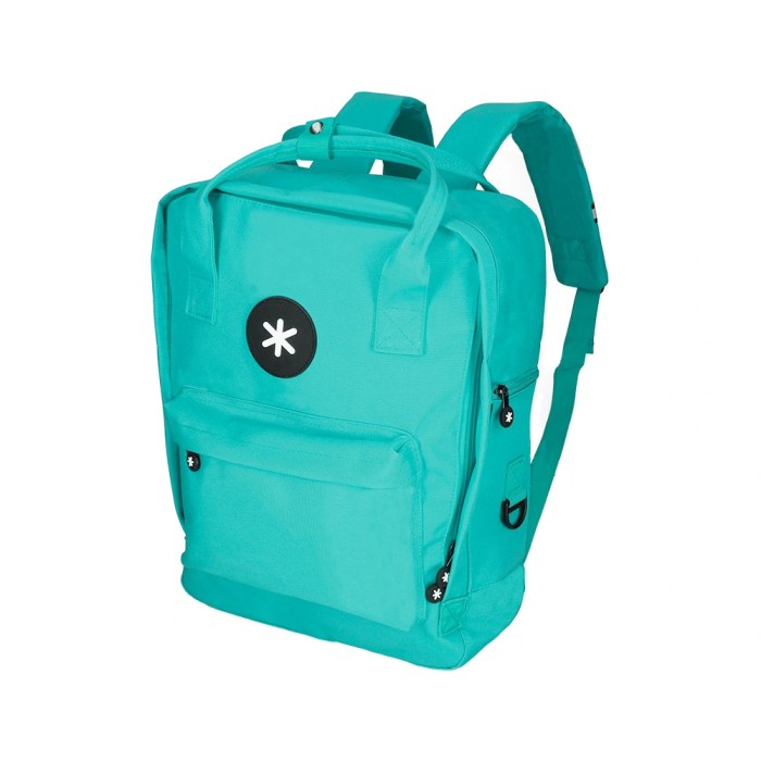 Antartik Mochila Cubo Menta 300x115x390 mm con Bolsillos Exteriores, Compartimento Portátil y Asas Metálicas, Adaptable a Carrito 6