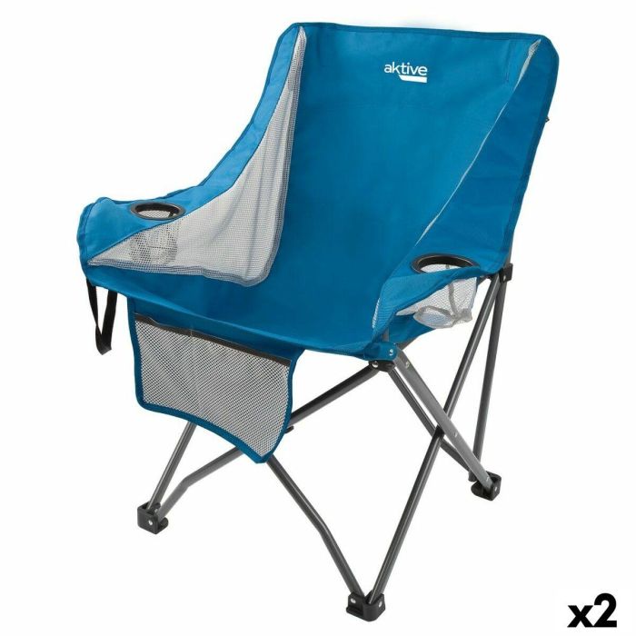 Silla de Camping Plegable Aktive Azul 48 x 86 x 50 cm (2 Unidades)