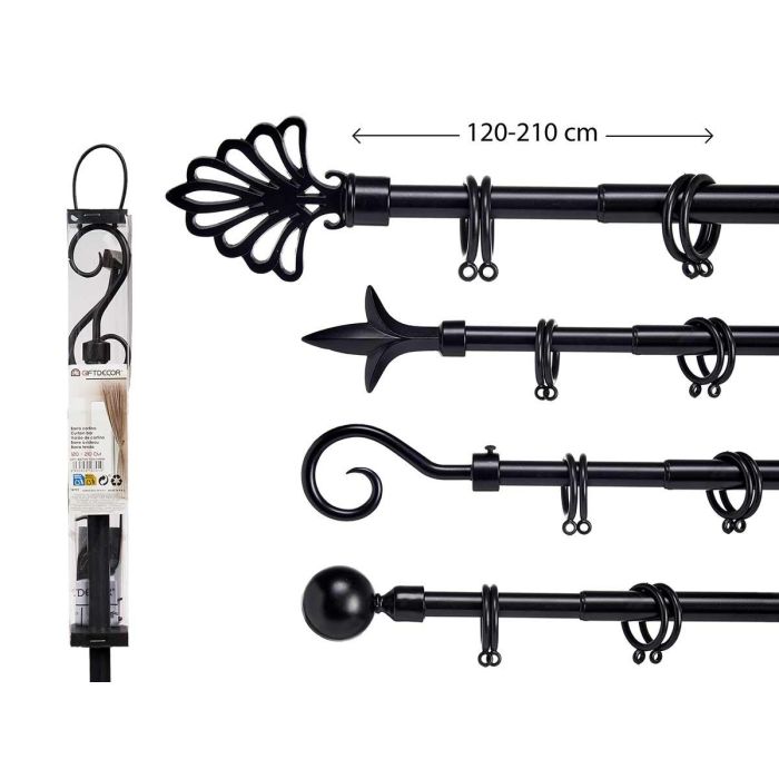Barra Cortina Negra 120 210 Cm Surtidos P Giftdecor (8 Unidades) Barra Cortina Negra 120 210 Cm Surtidos P Giftdecor (8 Unidades)