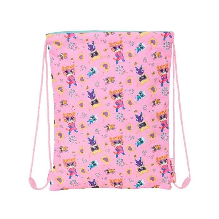 Bolsa Mochila con Cuerdas SuperKitties Rosa Turquesa 26 x 34 x 1 cm 2