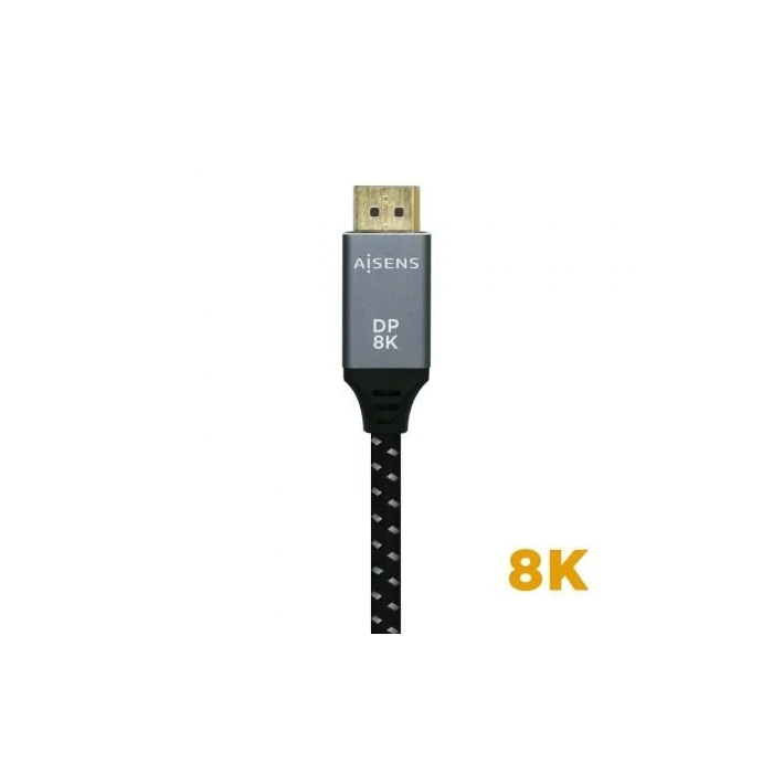 AISENS - CABLE DISPLAYPORT V1.4 8K@60HZ, DP/M-DP/M, GRIS/NEGRO, 0.5M 1