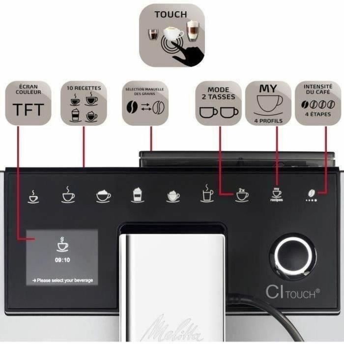 Melitta CI Touch F630-101 Cafetera Automática con Molinillo Integrado Plateada 11 Melitta CI Touch F630-101 Cafetera Automática con Molinillo Integrado Plateada 11
