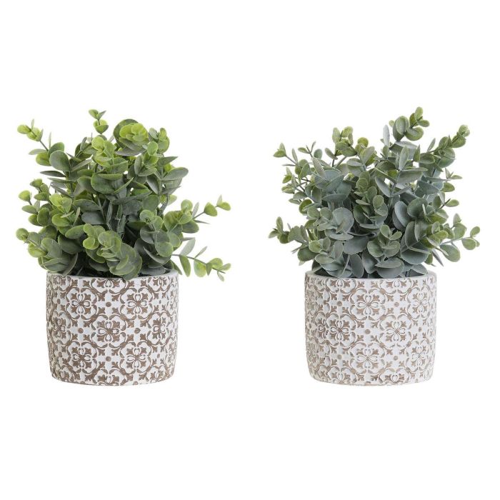 Planta Decorativa DKD Home Decor Jarrón Verde Resina PE (10,5 x 10,5 x 24 cm) (2 Unidades)