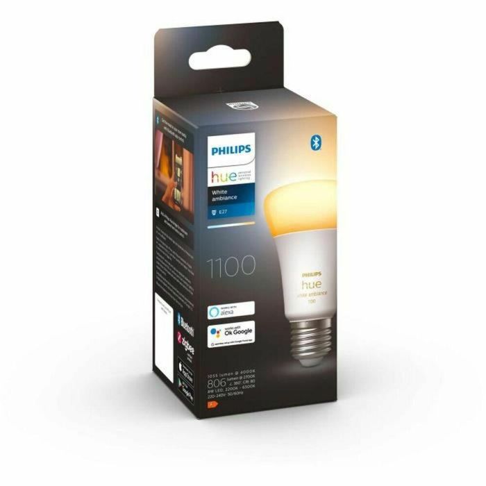 PHILIPS Hue White Ambiance - Bombilla LED conectada E27 - Equivalente a 9.5W 75W - Compatible con Bluetooth