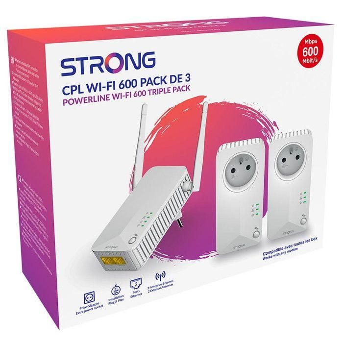 Kit CPL - FUERTE - Paquete triple Powerline Wi-Fi 600 - Punto de acceso de 300 MB Kit CPL - FUERTE - Paquete triple Powerline Wi-Fi 600 - Punto de acceso de 300 MB