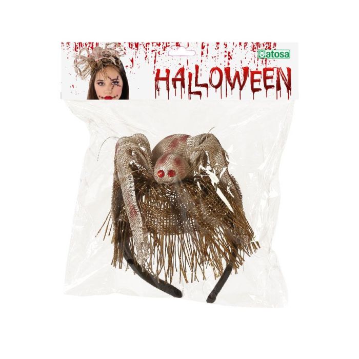 Voo Doo Diadema Halloween Araña Gigante Marrón con Detalles Dorados y Ojos Rojos 1