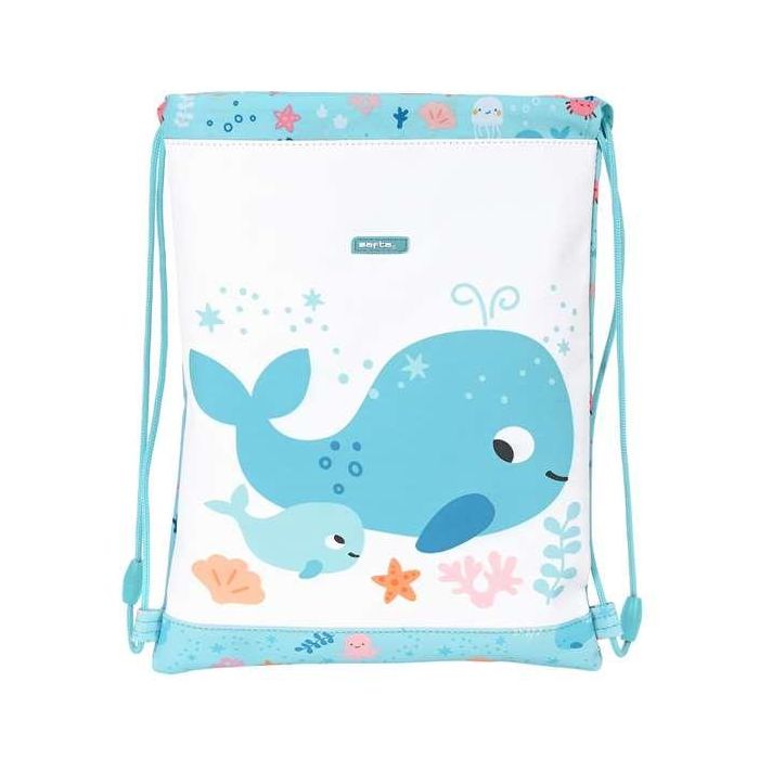 Bolsa Mochila con Cuerdas Safta Ballenita Azul Blanco 26 x 34 x 1 cm Bolsa Mochila con Cuerdas Safta Ballenita Azul Blanco 26 x 34 x 1 cm