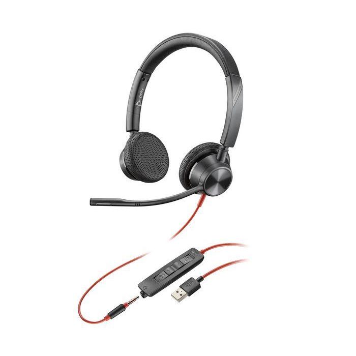 HP Poly Blackwire 3325 USB-A Headset - Auriculares Estéreo con Micrófono, Estilo y Comodidad para Comunicación Empresarial