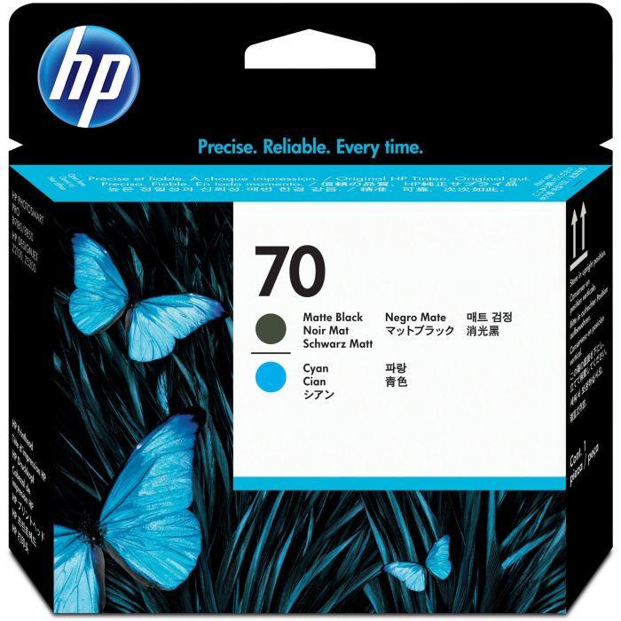 HP 70 C9404A Cabezal de Impresión Original DesignJet para Z2100 y Z5200 Tinta Pigmentada Vivera Negro Mate y Cian