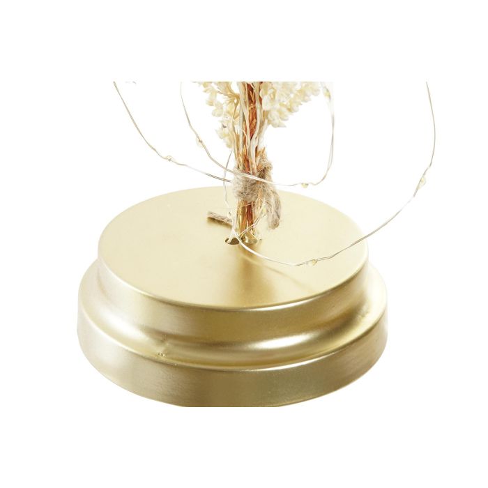 DKD Home Decor Decoración Luminosa Boho Luz LED de Cristal con Flor Seca Dorado Natural 12x22x12 cm 3