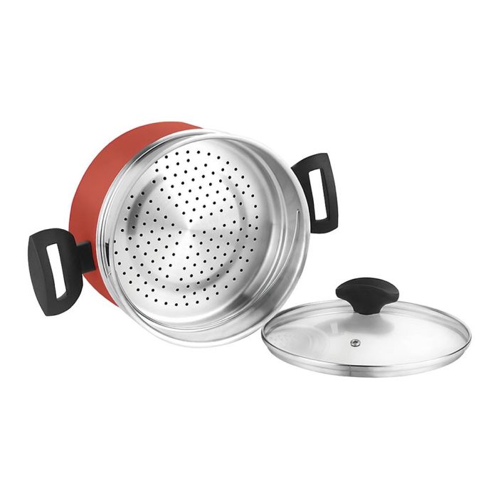 Fagor Olla Maxima Roja Aluminio 3004 Ø20x10 cm, Antiadherente Xylan Plus, Apta Inducción, Incluye Tapa y Steamer 1 Fagor Olla Maxima Roja Aluminio 3004 Ø20x10 cm, Antiadherente Xylan Plus, Apta Inducción, Incluye Tapa y Steamer 1