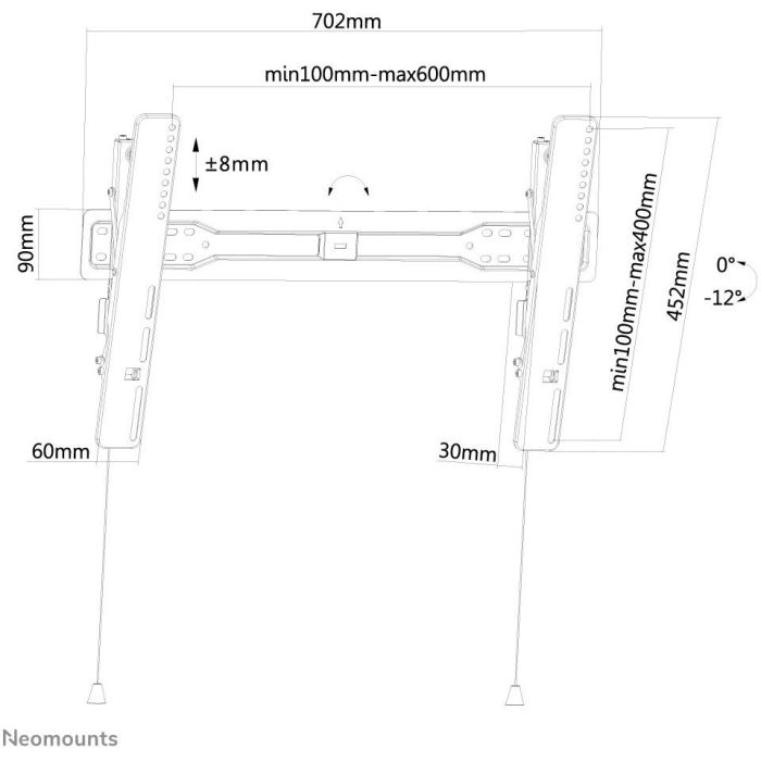 Wandhalterung. neigbar. für Fernseher von 37" bis 75" 35KG LED-W650BLACK Neomounts 6