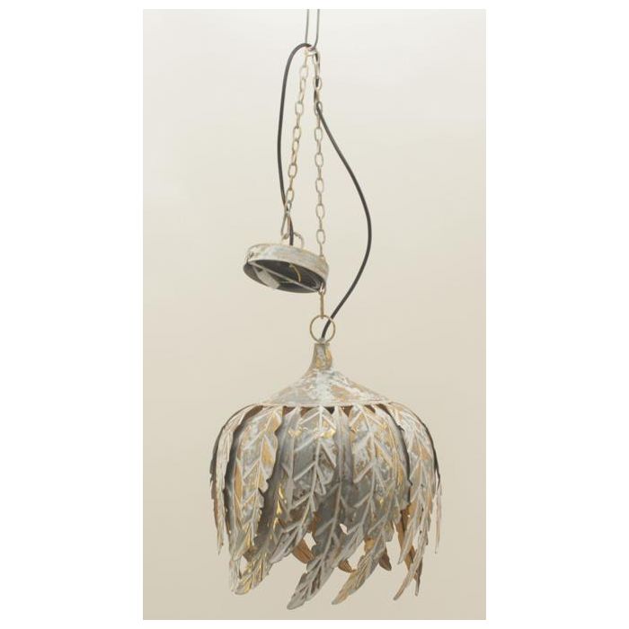 DKD Home Decor Lámpara de Techo Tropical con Hojas Metálicas Gris, 1 Bombilla E27 50W 220V, 33x33x40 cm 1
