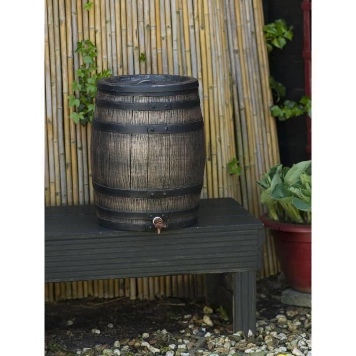 Colector de agua en forma de barril - NATURE - PE rotomoldeado - 50 litros - Accesorios incluidos 4 Colector de agua en forma de barril - NATURE - PE rotomoldeado - 50 litros - Accesorios incluidos 4
