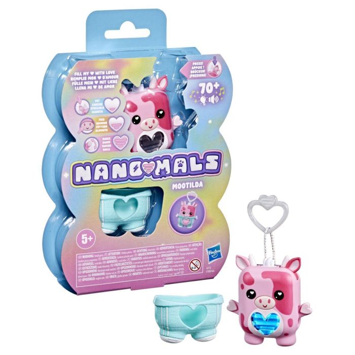 Hasbro Nano-mals Mootilda la Vaca Rosa, Compañero Electrónico con Más de 70 Reacciones, para Niños, Edades 5+ 2