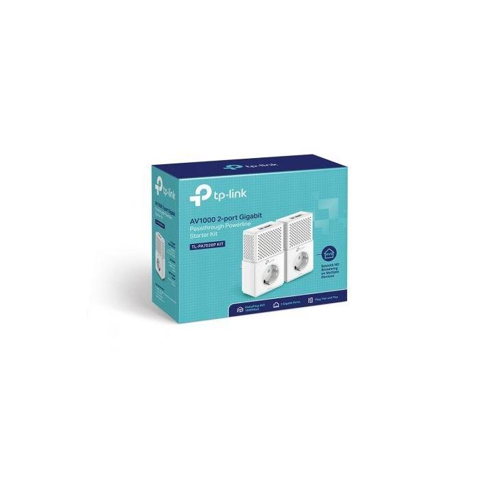 KIT DE ADAPTADORES PLC/ POWERLINE TP-LINK TL-PA7020P KIT - PACK 2 UNIDADES - 1000MBPS - 300M - 2*RJ45 GIGABIT - TOMA SCHUKO - PLUG AND PLAY 2 KIT DE ADAPTADORES PLC/ POWERLINE TP-LINK TL-PA7020P KIT - PACK 2 UNIDADES - 1000MBPS - 300M - 2*RJ45 GIGABIT - TOMA SCHUKO - PLUG AND PLAY 2