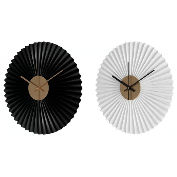 DKD Home Decor Reloj de Pared Moderno Negro y Blanco de Hierro, 30x30x4 cm (Set 2 Unidades)