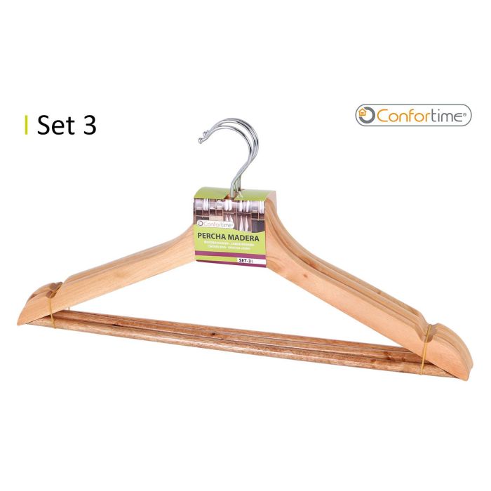 Set de 3 perchas de madera 44x23 cm - Confortime (24 Cajas) Set de 3 perchas de madera 44x23 cm - Confortime (24 Cajas)