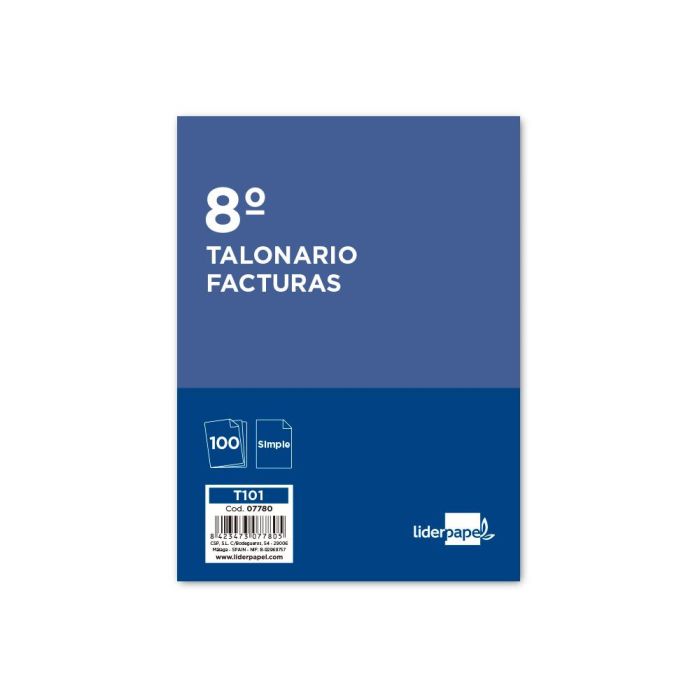 Talonario Liderpapel Facturas Octavo -Sin Iva- 101 10 unidades 1