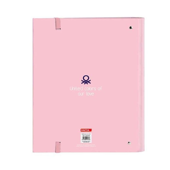 Benetton Carpeta 4 Anillas "Vichy" Recambiable 27x32x3,5cm Poliéster Rosa Claro 1