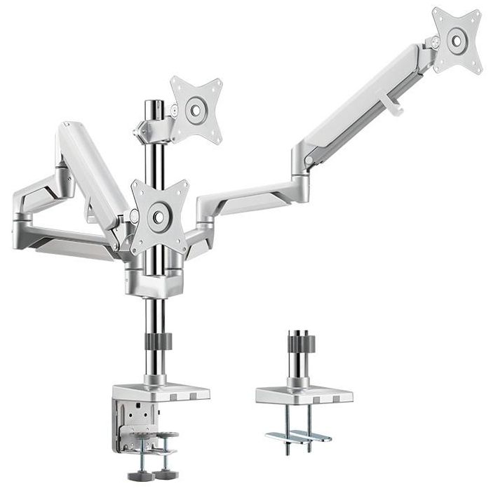 LogiLink BP0090 - Soporte de mesa para 3 monitores 17-32 pulgadas hasta 21 kg, color plata