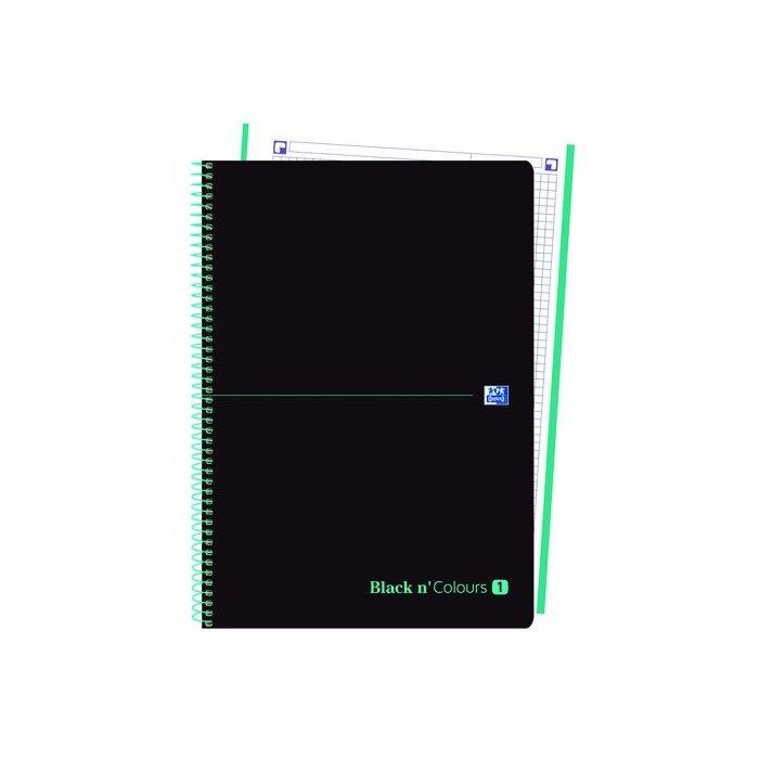 Bloc Oxford Black N´Colors Eu.Book 1 Micro.Tapa Pp A4+ 80H Cuadric. 5X5 90G Negro/Ice Mint 5 unidades