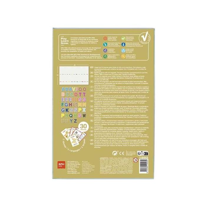 Juego magnético el alfabeto bilingüe con 44 piezas. descubre hasta 30 palabras diferentes en español e inglés. 21x5,5x31 cm 1 Juego magnético el alfabeto bilingüe con 44 piezas. descubre hasta 30 palabras diferentes en español e inglés. 21x5,5x31 cm 1