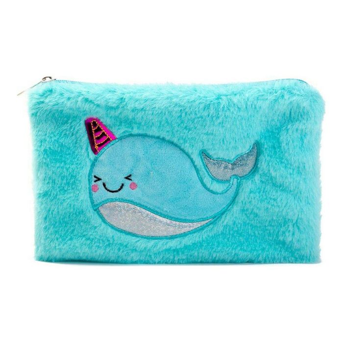 Inca Estuche Pompón Ballena Felpudo Suave para Lápices, Juguetes, Cosméticos y Bebé - Perfecto para la Vuelta al Cole 1 pz