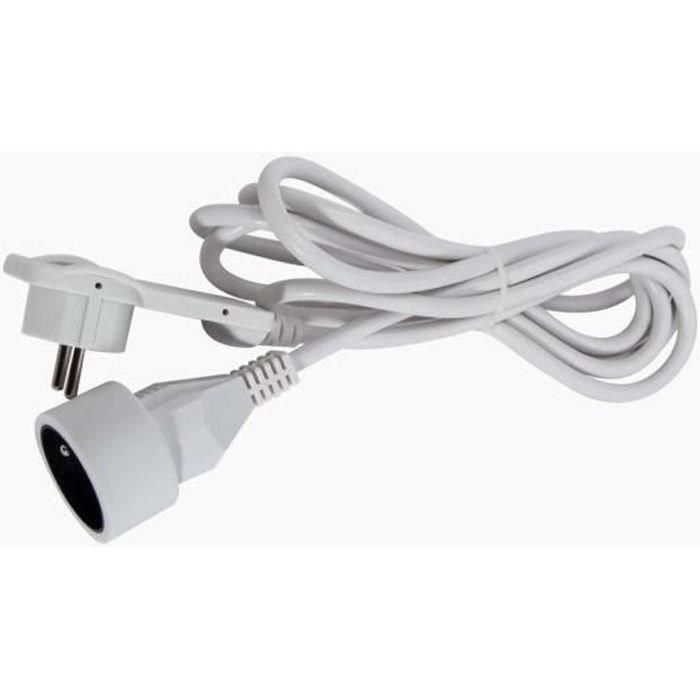 Cable de extensión CHACON de 3 m con conector plano blanco Cable de extensión CHACON de 3 m con conector plano blanco