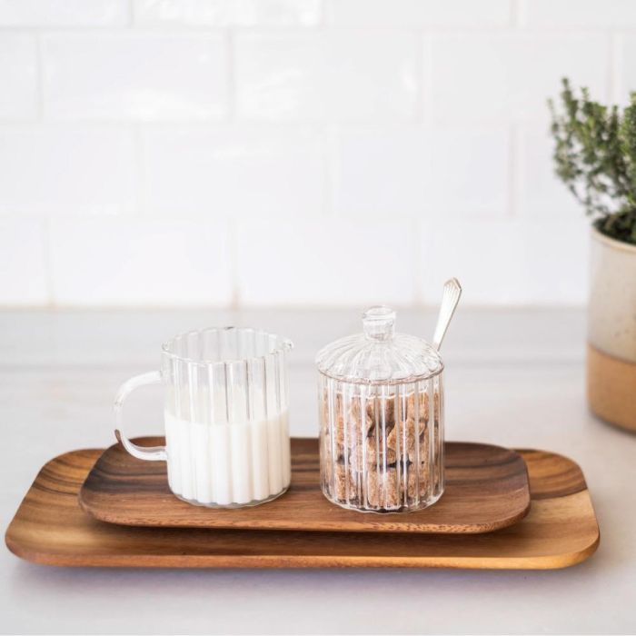 Andrea House Set Azucarero y Lechera de Cristal 200 ml con Cuchara de Acero Inoxidable 1 Andrea House Set Azucarero y Lechera de Cristal 200 ml con Cuchara de Acero Inoxidable 1