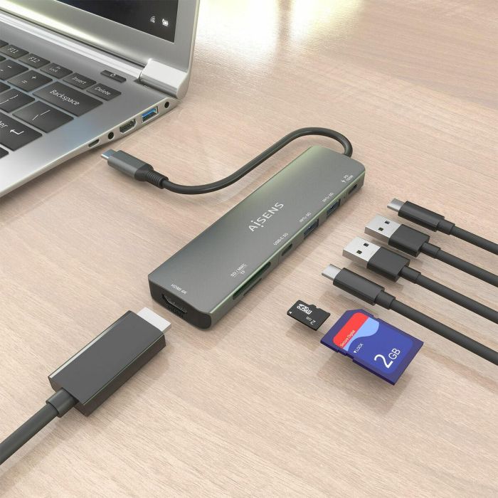 AISENS ASUC-7P026-GR Dock USB-C 7 en 1 Replicador de Puertos para Portátil, HDMI 4K@30Hz, USB-A, USB-C PD 100W, Lector SD/MicroSD Gris 1 AISENS ASUC-7P026-GR Dock USB-C 7 en 1 Replicador de Puertos para Portátil, HDMI 4K@30Hz, USB-A, USB-C PD 100W, Lector SD/MicroSD Gris 1