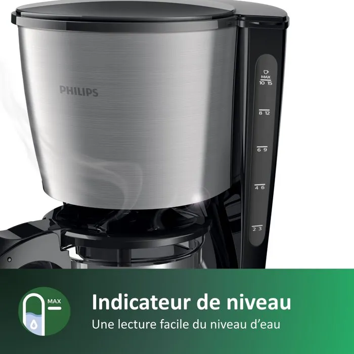 Philips Cafetera de filtro Daily HD7462/20 Negro y acero inoxidable Philips Cafetera de filtro Daily HD7462/20 Negro y acero inoxidable