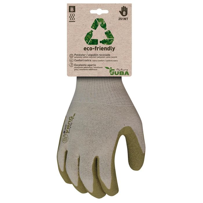 Juba Guante de Trabajo Poliéster Algodón Reciclado Talla 11 - Látex Rugoso, Agarre Seco/Húmedo, Resistente al Calor 250°C, Sanitized 1 Juba Guante de Trabajo Poliéster Algodón Reciclado Talla 11 - Látex Rugoso, Agarre Seco/Húmedo, Resistente al Calor 250°C, Sanitized 1