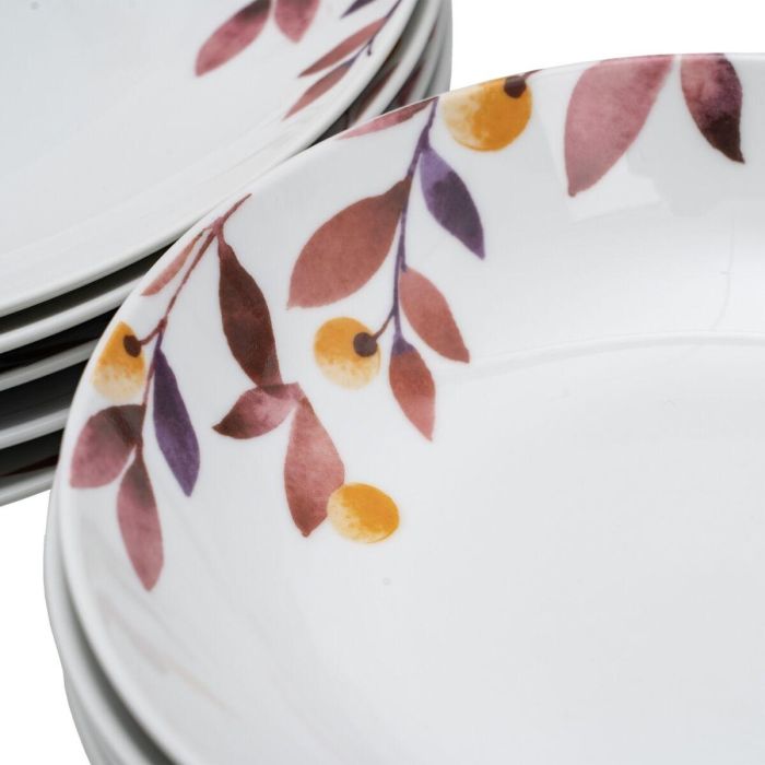 Vajilla Blanco Multicolor Porcelana Hojas 1 cm 37 x 23 x 30 cm 18 Piezas 3 Vajilla Blanco Multicolor Porcelana Hojas 1 cm 37 x 23 x 30 cm 18 Piezas 3